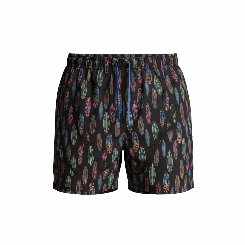 Harbor Bay Swim Trunks‎ Men's 3XL Black Surfboard Print Mesh Lined Drawstring